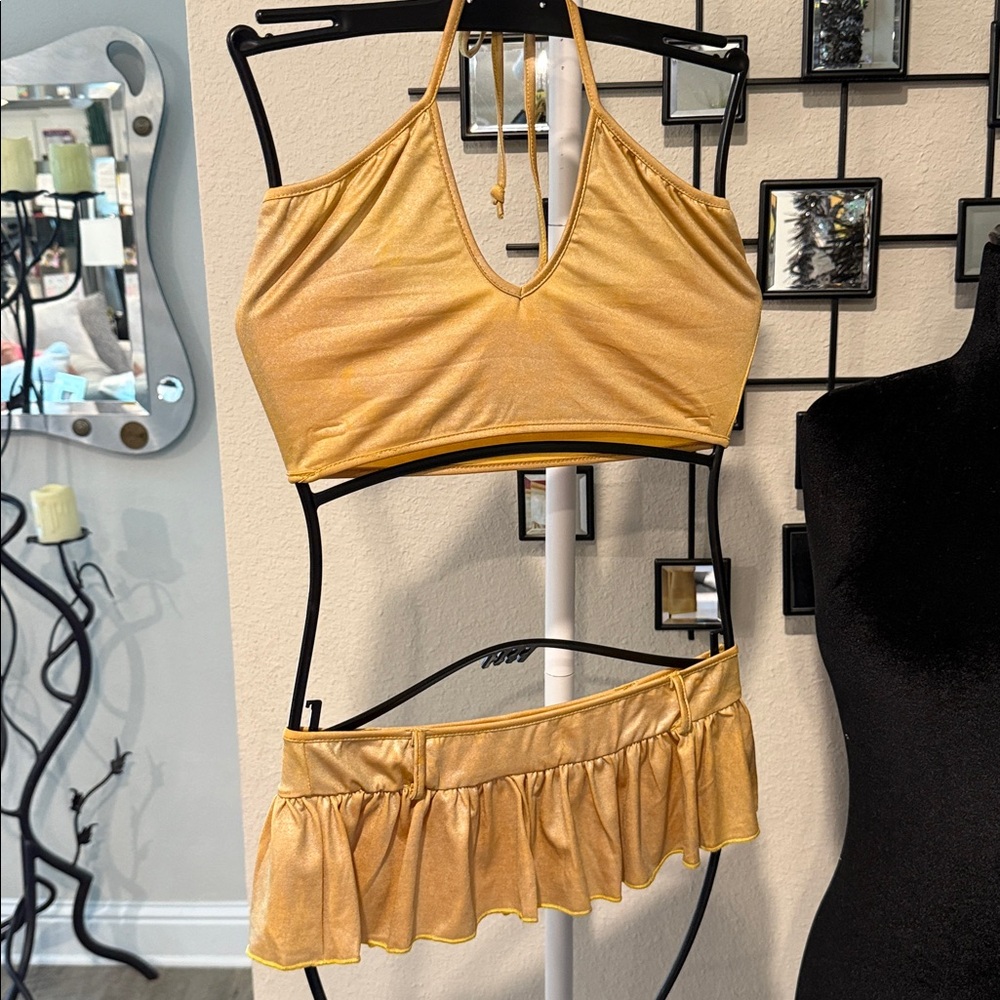 Gold Halter Bikini Set